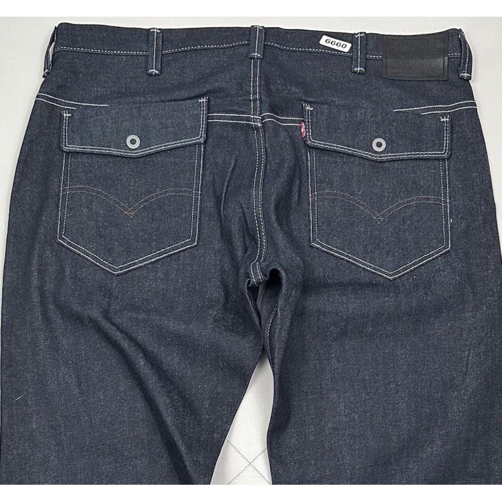 NEW Y2K Levi's 569 Loose Raw Denim Jeans Men 38x32 Flap Pockets Rigid Dark Blue